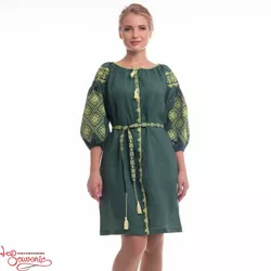 Вишита сукня Іванна зелена VSU-1120